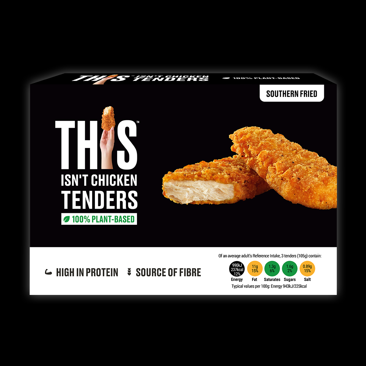 Plant-based & vegan alternative to chicken tenders from THIS with nutritional information.